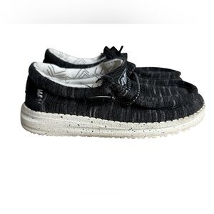 Hey Dude Wally Stretch Shoes size Toddler 9 black white Slip On Lightweight
